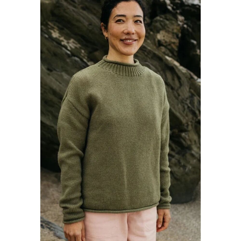 Finisterre Willow Green Taran Wool Blend Jumper S